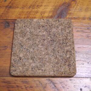 Vintage Natural Dark Cork Mid Century Modern Rounded Edges Square Trivet